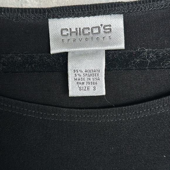 EUC Chico’s Travelers Womens Black Pullover Acetate Long Sleeve Slinky Blouse - Picture 4 of 4